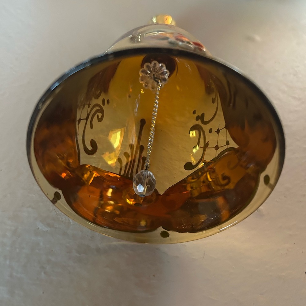 ANTIQUE MURANO Elegant Gold and Orange Decorative Glass Bell, BEAUTIFUL SHAPE - Picture 6 of 8
